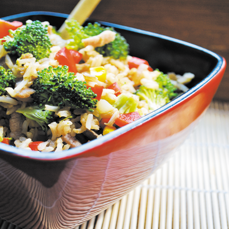 Vegetable and Bacon Rice